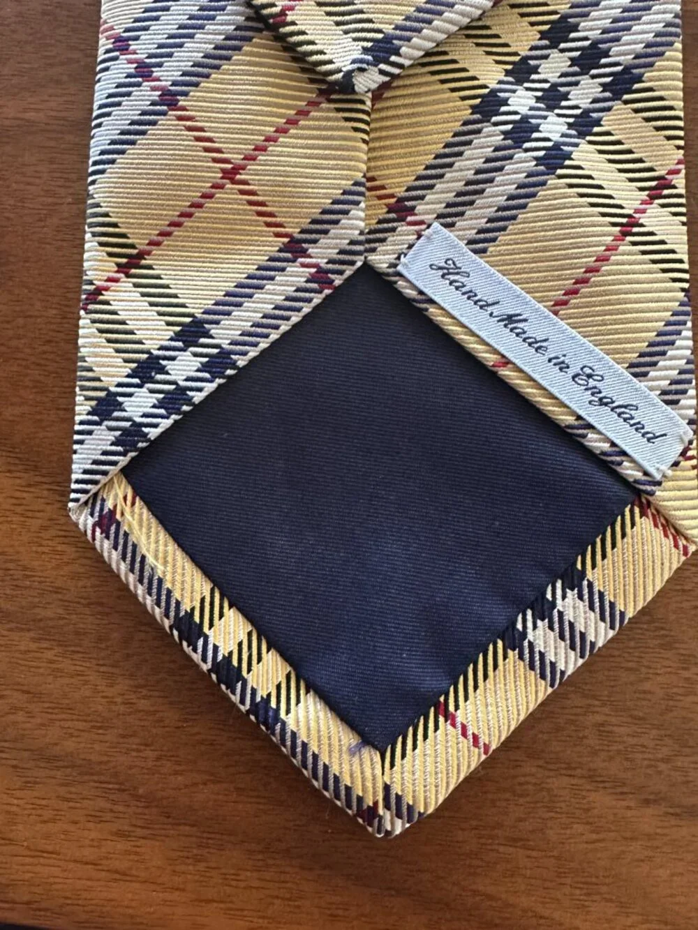 Burberrys Vintage Yellow Navy Red Plaid Tie
